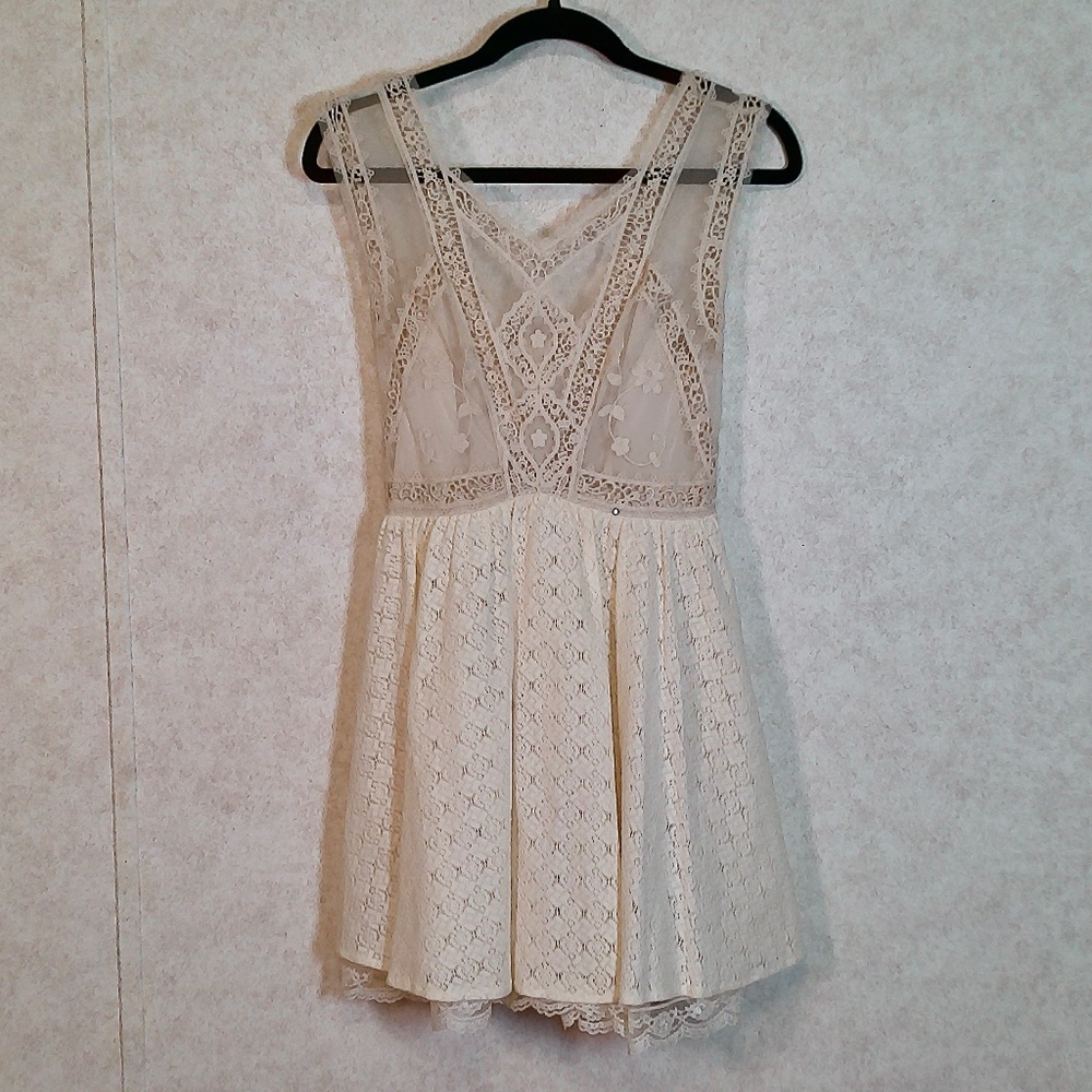 NWT Free People Victoria Ivory Lace&Embroidery Cinderella Mini Dress,Lining Sz2